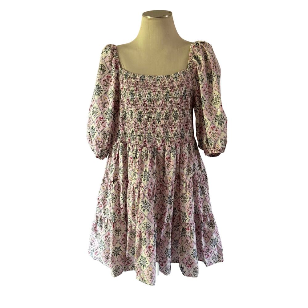 Eloquii Pink Floral Puff Sleeve Mini Dress Plus Sz 20 Coquette Whimsy Fairycore
